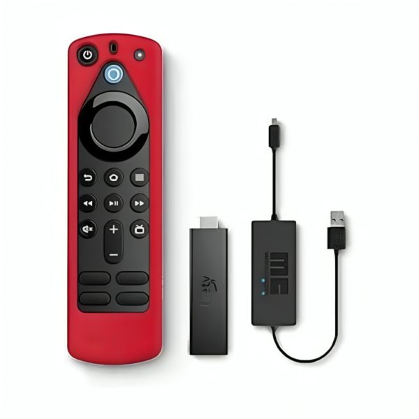 Amazon Fire TV Stick 4K Max Essentials Bundle with USB Power Cable and Remote Cover (Red)