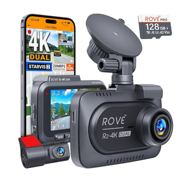 ROVE R2-4K DUAL Dash Cam Front and Rear