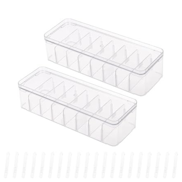 Yesesion 2pcs Clear Plastic Cable Organizer Boxes